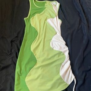 Drawstring Green Pattern Drawstring mini Dress - Size Large